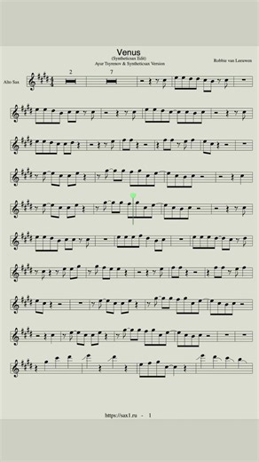 Shocking Blue - Venus - Sheet Music for Saxophone Alto (Backing Track Ayur Tsyrenov & Syntheticsax)