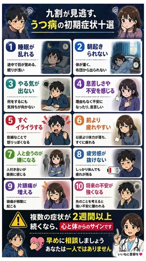 【心のSOS】九割が見逃す「うつ病の初期症状10選」｜ただの疲れだと思っていませんか？自分を責める前に知ってほしい、脳と体が発する限界のサイン