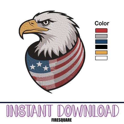 American Eagle Flag Embroidery Design, Patriotic Bald Eagle Head Machine Embroidery File Digital Download for 4th of July - Etsy