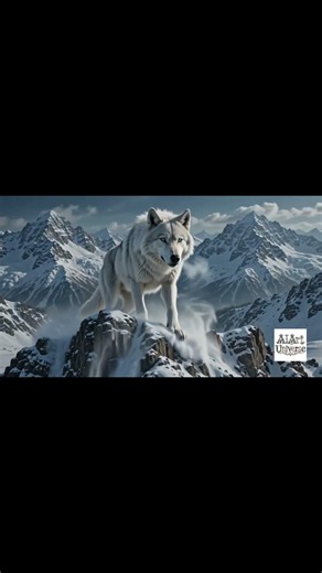 Giant Wolf Running Across Snow Mountains #aivideo