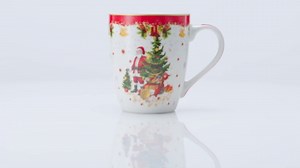 GUTE Santa & Tree Mug - Ceramic Microwave & Dishwasher Safe - 11.5oz Mugs for Coffee, Hot Chocolate, Eggnog - Elf, Tree, Santa Design - Red & Green Great Party Gift!