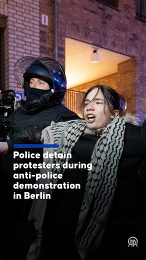Police detain protesters during anti-police demonstration in Berlin