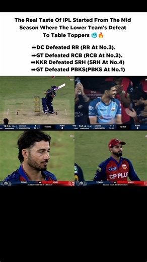 The Real Taste Of IPL Started From The Mid Season Where The Lower Team's Defeat To Table Toppers🥶🔥