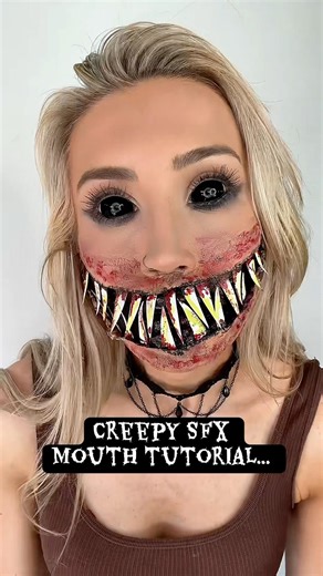 SCARY MONSTER MOUTH MAKEUP 😱🤯 #horrorshorts #makeup #art #halloween #creativemakeup #sfx #scary