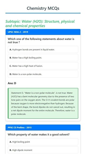 Water H2O: Structure, physical and chemical properties