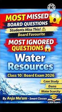 Water Resources Class 10 Most Important Questions | Anju ma'am smart classes| High scoring questions