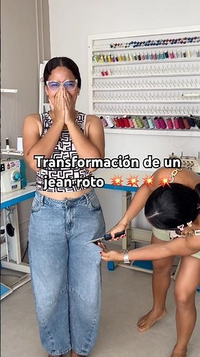 Transformación de un 👖JEAN ROTO🔥🔥🔥🔥🪡 #costura #moda #costurafácil #diy