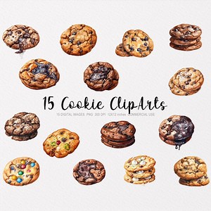 15 Cookies Clipart, Cookies PNG, Cookies Illustration, Cookies Watercolor, Cookies JPEG, Chocolate Cookies, Baked Cookies, Pastry, Biscuits - Etsy