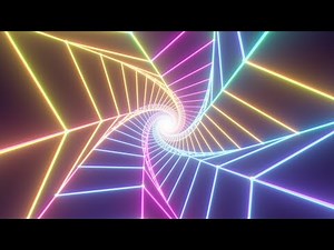 Rainbow Twisted Star Shape Wireframe 3D Neon Glowing Endless Tunnel 4K UHD 60fps 1 Hour Video Loop