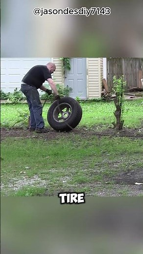 DIY method of removing Tree stumps using tire as pivot. #science #physics #facts #shorts