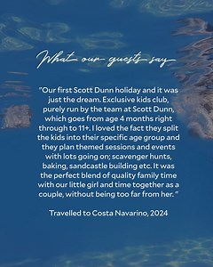 What our guests say ☀️ We know that Scott Dunn offers the pinnacle of luxury family travel, but sometimes it's hard to put into words why. Here, Kate who travelled with us last summer sums it up perfectly. Unlock the Scott Dunn Explorers experience and you won’t want to holiday any other way. Endless fun and adventure for the kids and guilt-free relaxation for you. See more of our guest testimonials here: https://bit.ly/4id5TWj "Our first Scott Dunn holiday and it was just the dream. Exclusive k
