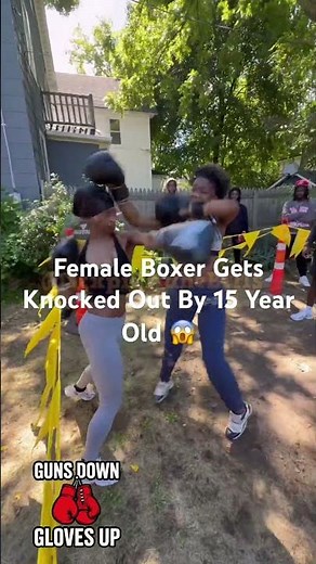 Female Boxer Get Knocked Out By 15 Year Old In Backyard Boxing 😱 #gunsdownglovesup #boxing #explore