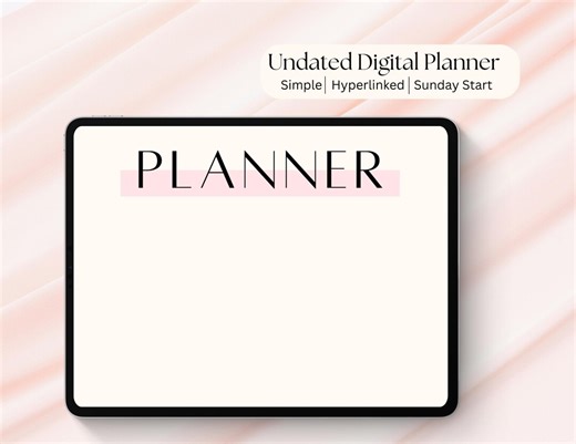 Light Pink Digital Planner | Undated, Hyperlinked PDF| Simple and Cute Digital Journal for iPad and Goodnotes - Etsy
