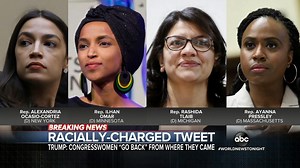 74K views · 2K reactions | RACIALLY-CHARGED TWEET: President Trump fired off a string of tweets stoking the immigration debate – some apparently attacking female minority members of Congress, telling them to go back to where they came from – and others defending conditions in migrant holding facilities. David Wright reports. https://abcn.ws/2XQAxLc | ABC World News Tonight with David Muir | Facebook