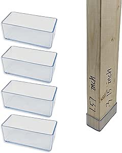 2x4 Wood Post End Cap - 4Pcs 1.57”x 3.15“Post caps (1-1/2" x 3-1/7") PVC Floor Protector,Waterproof and Anti-Friction,Suitable for Table Legs, Chair Legs, armrests and Other Wood,Transparent
