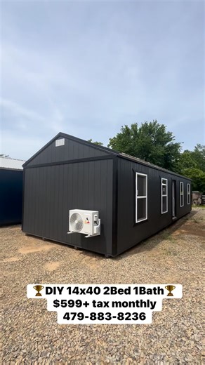 🏆DIY 14x40 Cabin🏆$599 tax monthly 🌟Includes: 200 Amp Electric Package, Insulation, Framed 2bed 1bath, and Full Warranty! 🚨Optional Add Ons: Heat/Air, Electrical Upgrades, Extra Windows, ETC. Our cash price is $17,060 tax, or payments at $599 tax monthly (RTO) Call or text Keith at 479-883-8236 for more details! ☑️No Credit Checks ☑️Ask About delivery & setup #Arkansas #oklahoma #shed #cabin #RealEstate #texas #Missouri | Riverside Portable Buildings