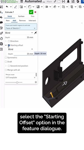 Add a starting offset to your extrude features in #Onshape