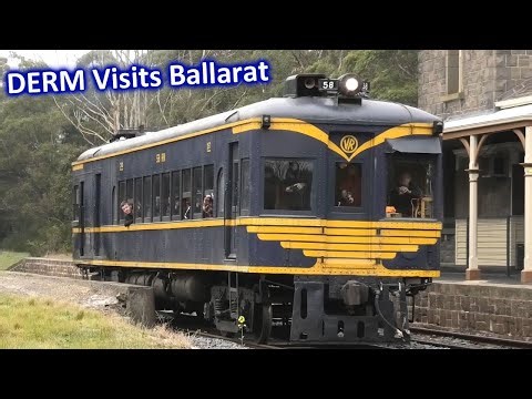 Doodlebug Railmotor visits Ballarat; DERMPAV Ballarat Tour with DERM RM58