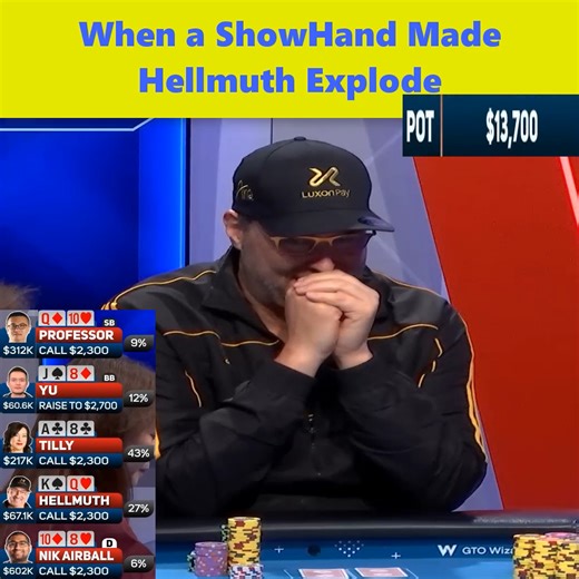 258K views · 972 reactions | When a ShowHand Made Hellmuth Explode | JUBA BAHA | Facebook