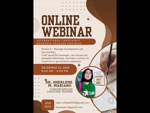 Online Webinar - International Chaplaincy Resource Speaker Training #3 12212025