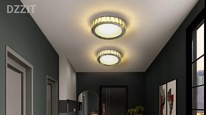 Crystal Ceiling Light, 11.8 Inch LED Modern Ceiling Light, 3000K/4000K/6000K Light Color Switchable, Flush Mount Ceiling Lamp, Easy to Install, for Bedroom Kitchen Living Room Bathroom Hallway