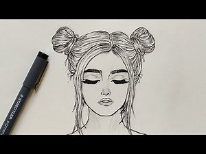 How to draw a girl with closed eyes Easy | Step by Step