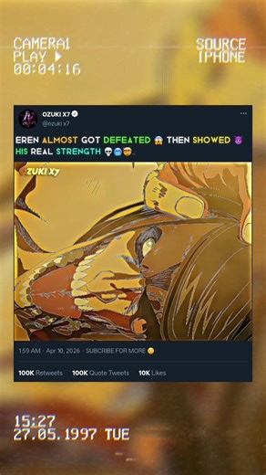 EREN CRUSHED REINER WITH ONE HAND 😱🤯 #attackontitan #shorts #anime #eren #aot