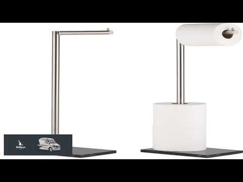 MARMOLUX ACC Free Standing Brushed Nickel Toilet Paper Holder Stand 4