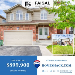 THE WAIT IS OVER!– Welcome to 175 Curzon Crescent, Guelph a charming two-story detached home boasting 3 1 spacious bedrooms and 3.5 bathrooms. As you step through the double-door entry, you'll immediately appreciate the generous space this residence offers, making it ideal for a growing family. Nestled in the highly sought-after west of Guelph area, this home combines the convenience of location with numerous advantages. Key features of this property include its proximity to major highways, exce