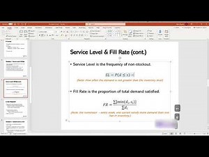 Excel Simulation 1 Service Level and Fill Rate