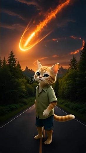 Baby cat meteorites were raining down the its paw slipped and it fell into the river bottom #cats
