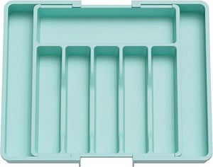 Lifewit Silverware Drawer Organizer, Expandable Utensil Tray BPA Free, Adjustable Flatware Storage for Spoons Forks Knives, 13"-22.4", Turquoise