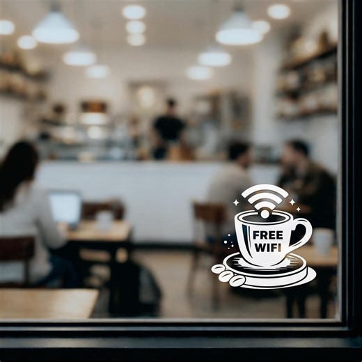 Free Wifi Coffee Shop Window Decal | Café Glass Sign | Modern Vinyl Sticker for Cafes, Restaurants & Bars | Business Window Sign - Etsy
