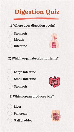 Digestion Quiz- Did you get all six questions correct? Leave your response in the comments below. #quiztrivia #triviachallenge #digestionquiz #quiztime #dailyquizchallenge