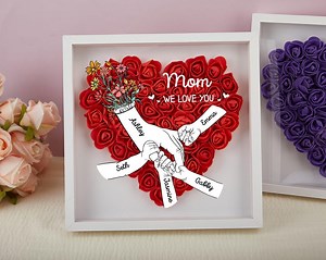 Custom Rose Shadow Box: Personalized Family Name Gift for Mom - Etsy