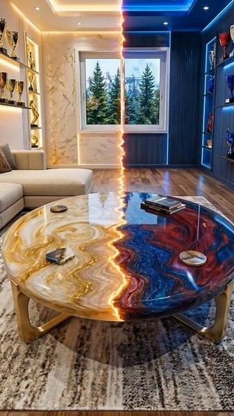I Made a Real Madrid vs Barcelona Resin Table! Who Wins? 🏆 #epoxy #RealMadrid #FCBarcelona #shorts