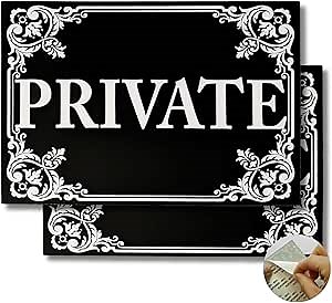 SpySpot 2 Pack Private Sign – 4"x3" Vinyl Decal Sticker for Door, Office, Room, Indoor & Outdoor Use, Waterproof, UV Stable, Glossy Finish, Easy Peel & Stick Private Door Sign for Home or Business