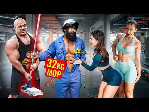 32KG Mop Shocks GIRLS and BodyBuilders in a GYM | Pretended to be a CLEANER #47