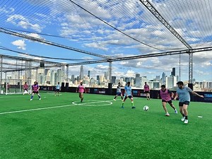 A sky-high soccer field just opened on an L.A. rooftop, with stylish lounges, training zones and more