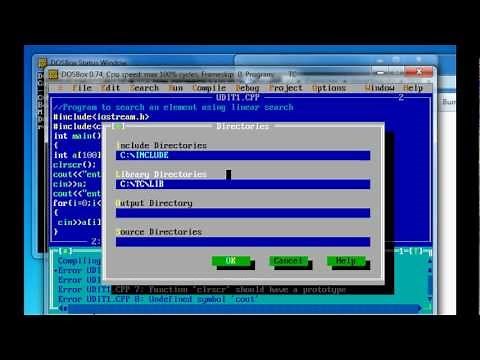 Changing directory path in turbo c++ while running using Dosbox