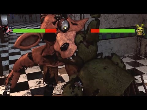 [SFM FNaF] Withered Foxy vs Springtrap WITH Healthbars