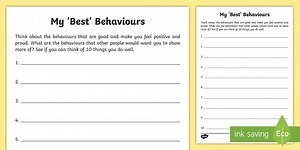 My 'Best' Behaviours Worksheet