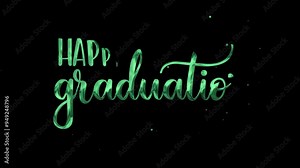 Animated script words Happy Graduation suitable for graduation invitations, greeting cards, social media graphics, and celebratory designs on a transparent background.