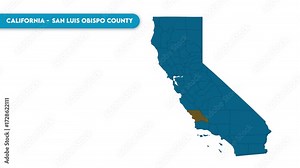 San Luis Obispo County Map Video, California map, Political Map of California, national flag and borders, perfect for presentations, travel, education, geography, and global studies.