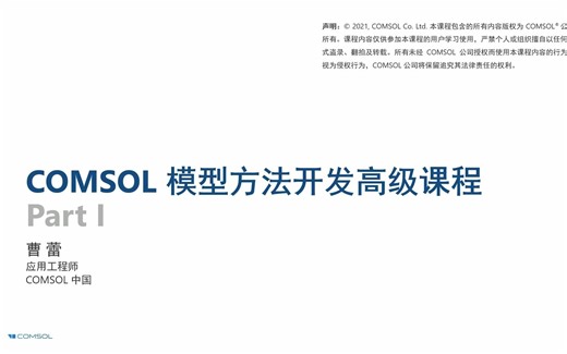 COMSOL模型方法开发高级课程—编程, Part1