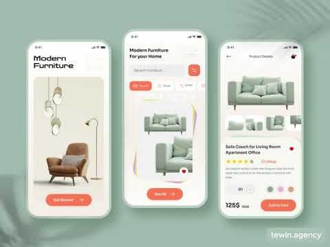 Modern Furniture Mobile App UI Design | Clean eCommerce App Experience