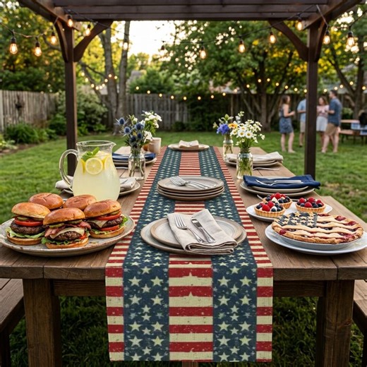 4th July Table Runner Tablecloth - Patriotic Independence Day Decor - Rustic Farmhouse Stars and Stripes Table Decoration - Americana Linen - Etsy