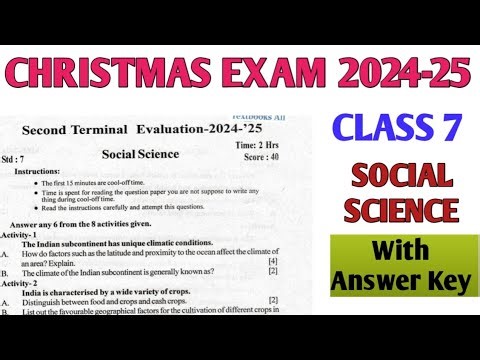 Class 7 Christmas Exam Questions and answers Social Science kerala syllabus New textbook 2025