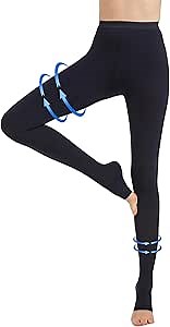 Plus Size 4XL Compression Pantyhose for Women Men, 20-30 mmHg Graduated Compression Tights, Opaque Toeless Compression Stockings Waist High Support Tights for Swelling, DVT,Pregnant, Teacher, Doctor