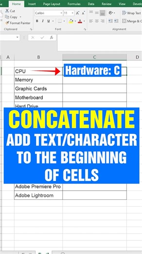 79K views · 549 reactions | Excel Hack: Add Text or Characters to Any Cell with CONCATENATE — No Coding Needed! | DieT | Facebook